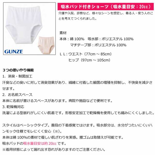 グンゼ Hw0170 サイズｌｌ ショーツ 吸水量目安cc 失禁パンツ 女性用 失禁パンツ 女 介護用 失禁用パンツ の通販はau Pay マーケット インナー専門店コレクションストア