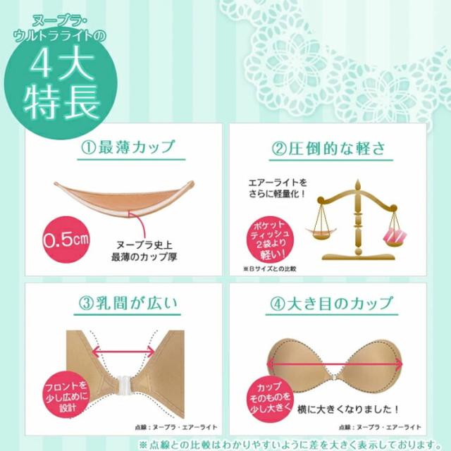 ヌーブラ ブラジャー 正規品 ウルトラライト 8032 E112113-watanabe 水着 ビーチ 盛れる 大きいサイズ 正規 シリコン シームレス 正規品 A B C D E カップ バストアップ 軽量 パット パッド ドレス 体型カバー セール 型 母の日 ギフト プレゼント （04698）