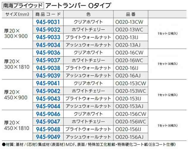 アートランバー Oタイプ 450mm × 900mm / 1セット(2枚)入り 色：クリア ...