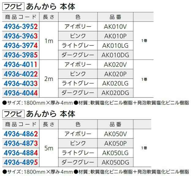 あんから 本体 1,800mm × 5m 1巻入り 色：ピンク AK050P 49364873 フクビの通販はau PAY マーケット  クレール DNA店 au PAY マーケット－通販サイト