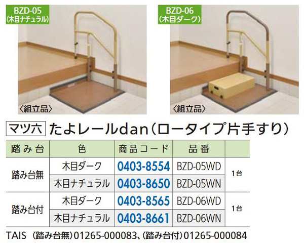 リフォーム商品 マツ六 たよレールｄａｎ　ロータイプ BZD-05WN　木目ナチュラル