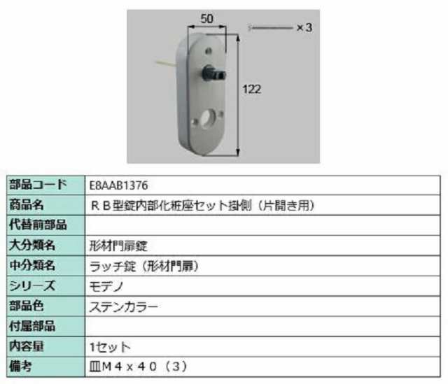 RB型錠内部化粧座セット 掛側 / 片開き用 部品色：ステンカラー E8AAB1376 交換用 部品 新日軽 LIXIL リクシル TOSTEM  トステム｜au PAY マーケット