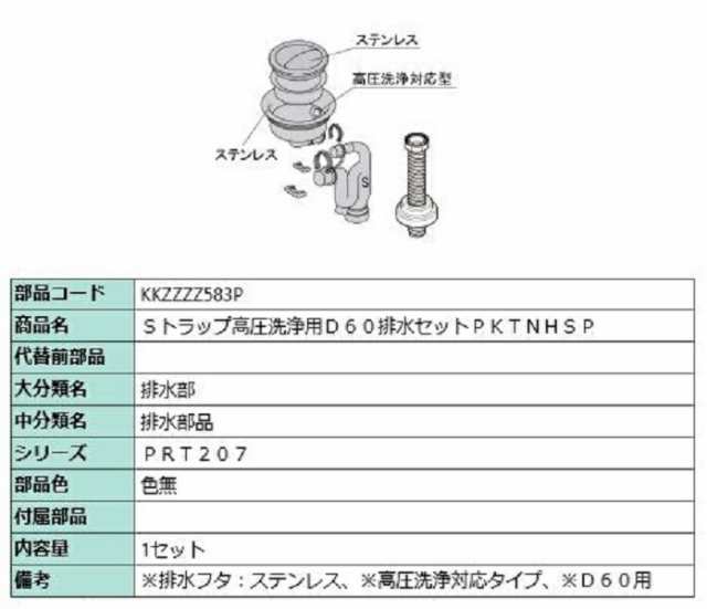 Sトラップ高圧洗浄用D60排水セット PKTNHSP / 1セット入り 部品色：色無 KKZZZZ583P 交換用 部品 LIXIL リクシル TOSTEM トステム