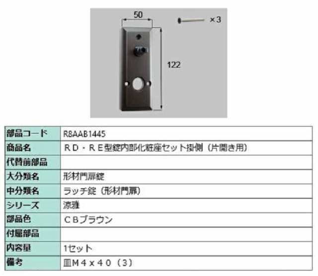 RD・RE型錠内部化粧座セット 掛側 / 片開き用 部品色：CBブラウン R8AAB1445 交換用 部品 新日軽 LIXIL リクシル TOSTEM  トステム｜au PAY マーケット