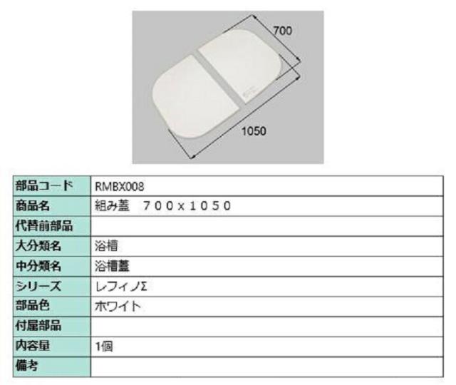 組み蓋 700mm × 1,050mm 部品色：ホワイト RMBX008 交換用 部品 LIXIL リクシル TOSTEM トステムの通販は