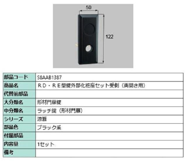 RD・RE型錠外部化粧座セット 受側 / 両開き用 部品色：ブラック系 S8AAB1387 交換用 部品 新日軽 LIXIL リクシル TOSTEM トステムの通販は