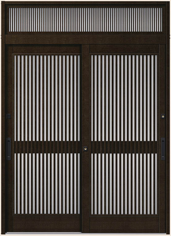 花伝 K6 2枚建て 半外付枠 ランマ付き 90型 千本格子 18023 W：1,800mm × H：2,337mm 玄関引戸 LIXIL リクシル TOSTEM トステム