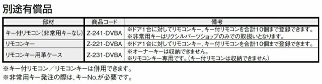 キー付リモコン(非常用キーなし) ジエスタ2用 Z-241-DVBA 部品 LIXIL