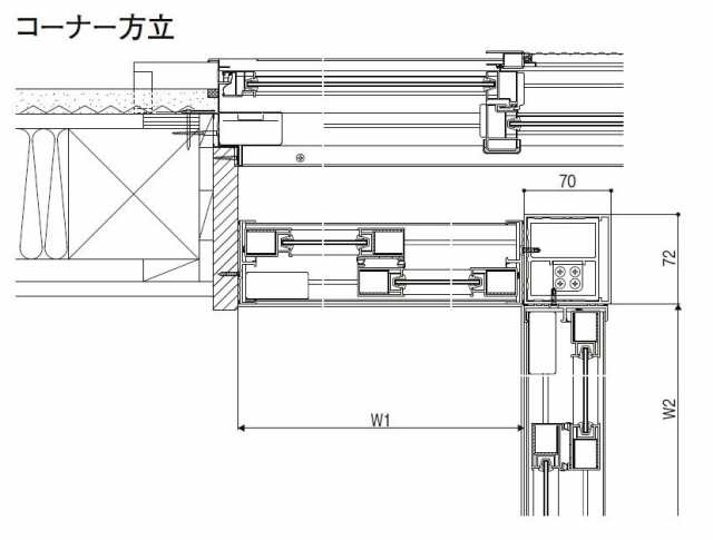 コーナー方立 特注サイズ H：1,001〜1,400mm インプラス オプション 内