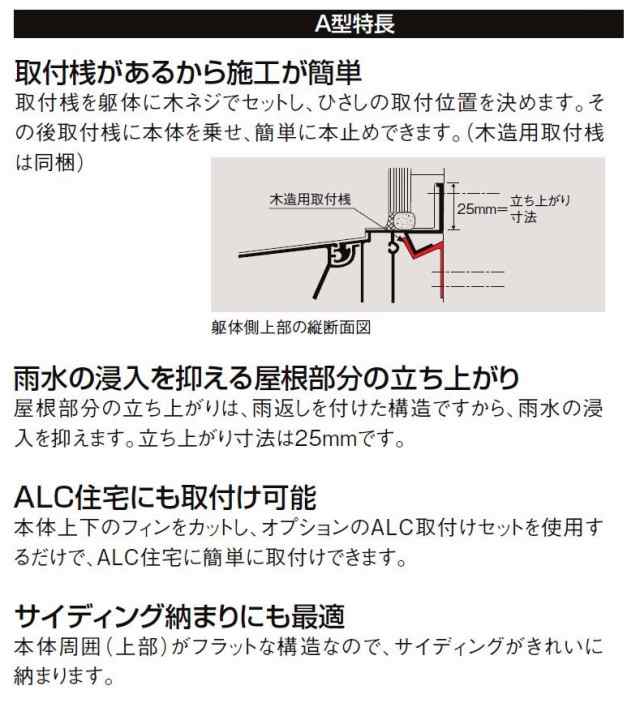 キャピアA型 ユニットひさし 先付・後付け用 25606 W：2,830mm × D