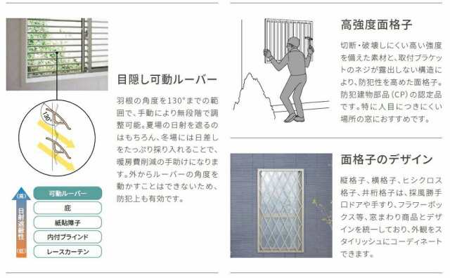 サーモスA 面格子付上げ下げ窓FS Low-E複層ガラス仕様 06011 W：640mm