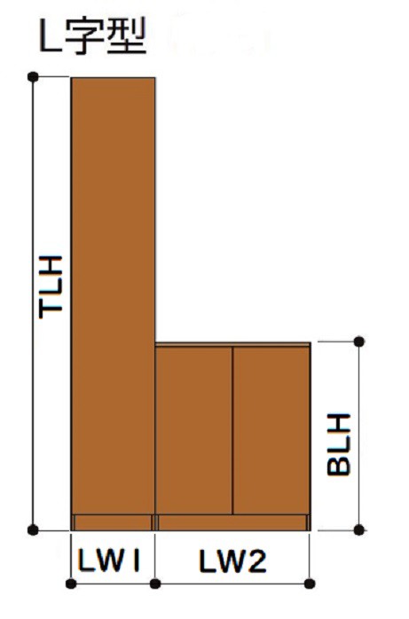 特注サイズ 玄関収納 TA L字型 台輪納まり 台輪一体型 DSGA 奥行360mm