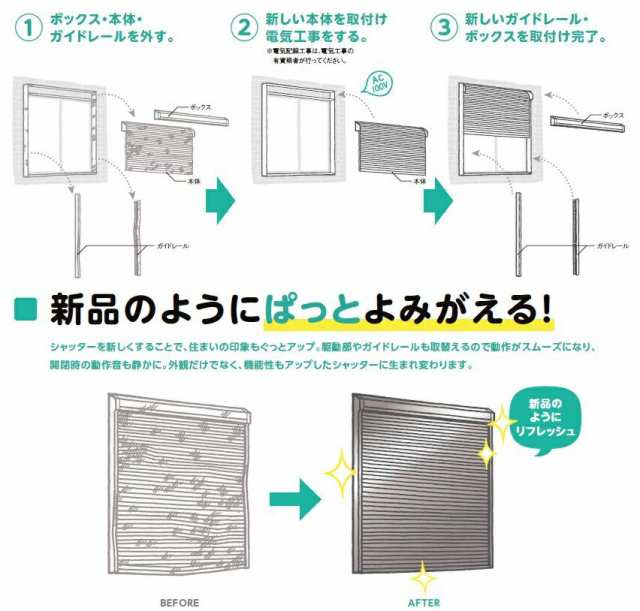 取替シャッター 電動 標準タイプ 特注サイズ WS：2,091〜2,998mm × HS：1,755〜2,543mm LIXIL リクシル  TOSTEM トステムの通販はau PAY マーケット クレール DNA店 au PAY マーケット－通販サイト