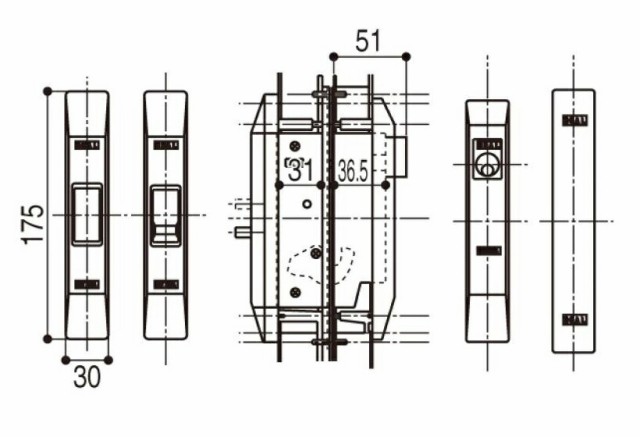 引戸錠 / 1セット入り HH-2K-11644-5 交換用 部品 YKK AP