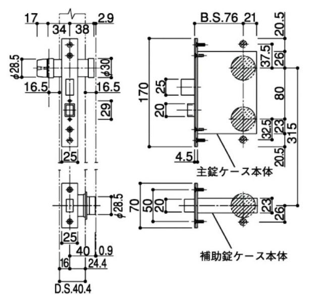 錠ケース本体 / 1個入り HH-J-0092 交換用 部品 YKK AP