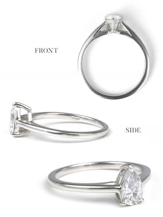 ダイヤモンド リング 指輪 0.5ct 一粒 ペアシェイプ プラチナ