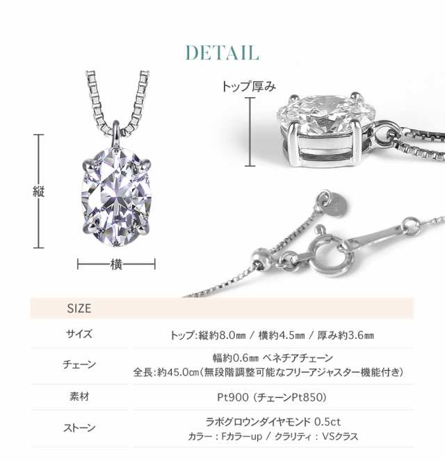 ダイヤモンド ネックレス 一粒 ダイヤモンドネックレス ダイヤネックレス 0.50ct オーバル 一粒ダイヤ プラチナ PT900 PT850  ラボグロウの通販はau PAY マーケット - セール開催中☆ジュエリースタジオプラスター | au PAY マーケット－通販サイト