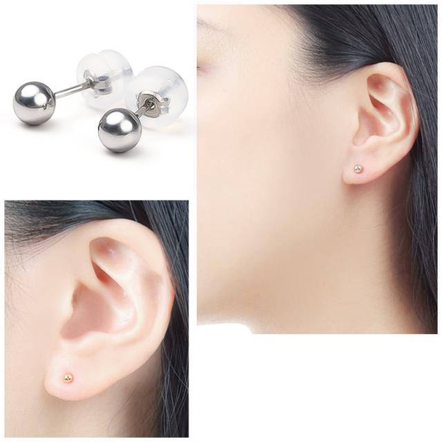新品　オールプラチナ900　シンプルで可愛い 5.0mm丸玉ピアス プラチナ ピアス ボール 5mm 丸玉 Pt900 ダブルロックキャッチ