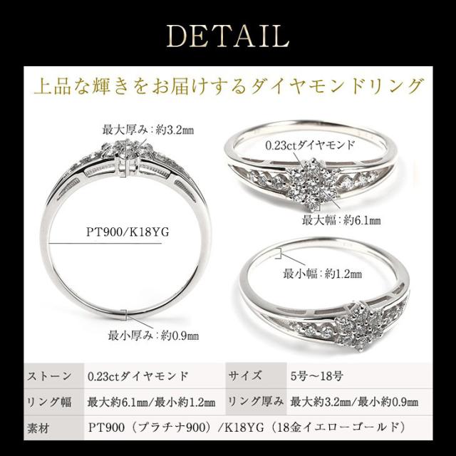 指輪 リング レディース ダイヤモンド ダイヤモンドリング ダイヤリング プラチナリング ダイヤ プラチナ K18 18K 18金 YG 鑑別書 0.23ct PT900 妻 彼女 ジュエリー 10周年 記念日 ギフト 誕生日 薔薇のケース プレゼント 女性 アクセサリー 母の日_4