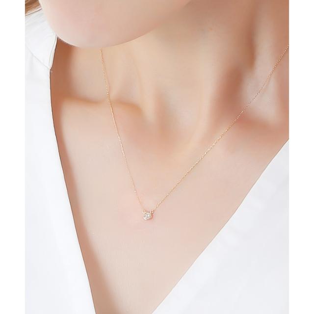 ネックレス レディース ダイヤモンド ペンダント ダイヤモンドネックレス フクリン 一粒 0.08ct ダイヤ ダイヤネックレス k10 10金 ゴールド 華奢 金属アレルギー 彼女 妻 誕生日 クリスマス プレゼント 女性 アクセサリー 