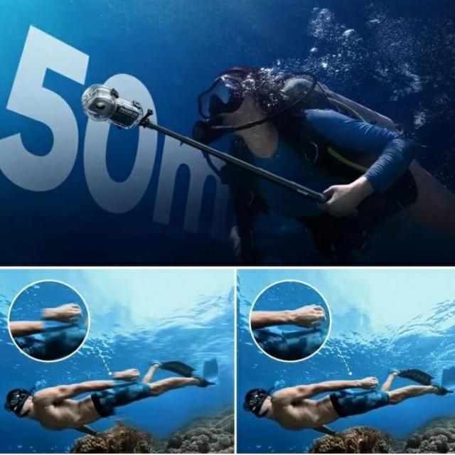 Insta360 X3/ Insta360 X4対応機種選択 PC素材 防水ケース アダプタ ネジ ネジスパナ 4点セット 防水ハウジングケース 防水シェル ダイビング保護カバー 防水 防塵 保護ケース 耐水圧 水中でのHD撮影 水深 50m 水中撮影用 密閉カバー スタンドフレーム クリア ハードケース_7