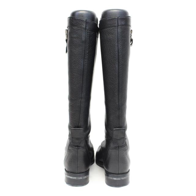 Sergio Rossi ブラックレザー ロングブーツ 9cmヒール sergio rossi