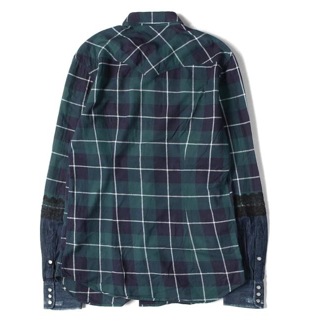 Diesel ディーゼル シャツ デニム 切替 デザイン チェック コットン ボタン シャツ ネイビー グリーン M メンズ 中古 K2557 の通販はau Pay マーケット ブランド古着のbeegle By Boo Bee