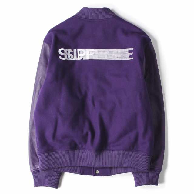 supreme motion logo varsity jacket purple