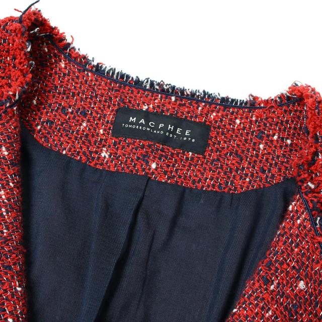 MACPHEE マカフィー ジャケット ノーカラー ツイード ジャケット