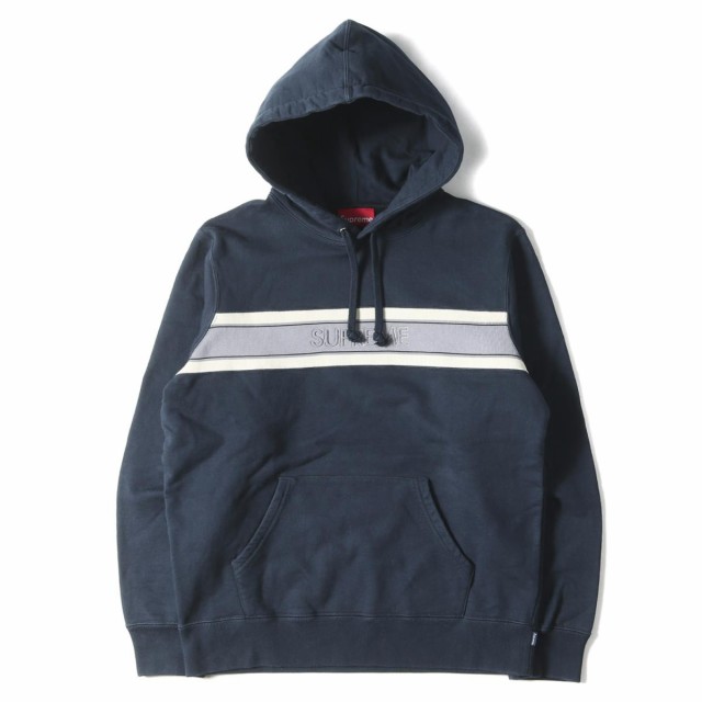 chest stripe logo hooded sweatshirt