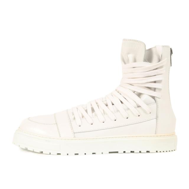 KRIS VAN ASSCHE クリスヴァンアッシュ ホワイト 白 サイズ:42(27.0cm) | バックジップ レザーハイカット スニーカー | ブランド シューズ 靴【メンズ】【中古】【新品同様】【K4573】