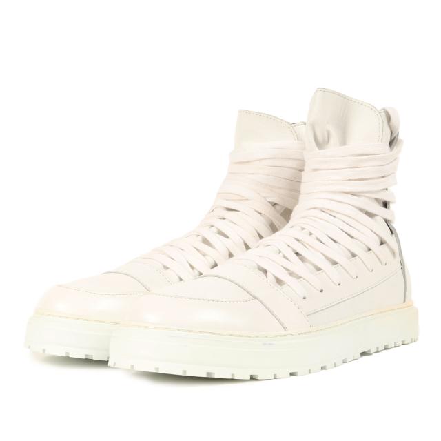 KRIS VAN ASSCHE クリスヴァンアッシュ ホワイト 白 サイズ:42(27.0cm) | バックジップ レザーハイカット スニーカー | ブランド シューズ 靴【メンズ】【中古】【新品同様】【K4573】