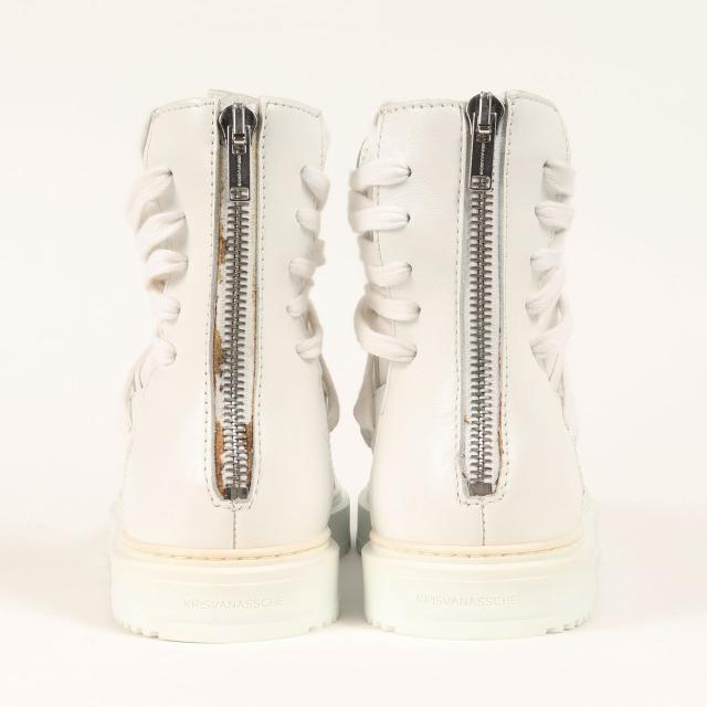KRIS VAN ASSCHE クリスヴァンアッシュ ホワイト 白 サイズ:42(27.0cm) | バックジップ レザーハイカット スニーカー | ブランド シューズ 靴【メンズ】【中古】【新品同様】【K4573】