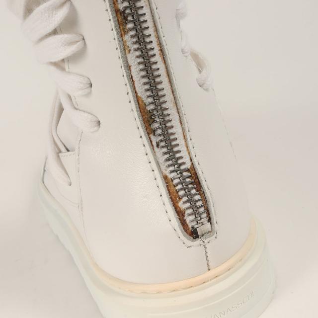 KRIS VAN ASSCHE クリスヴァンアッシュ ホワイト 白 サイズ:42(27.0cm) | バックジップ レザーハイカット スニーカー | ブランド シューズ 靴【メンズ】【中古】【新品同様】【K4573】
