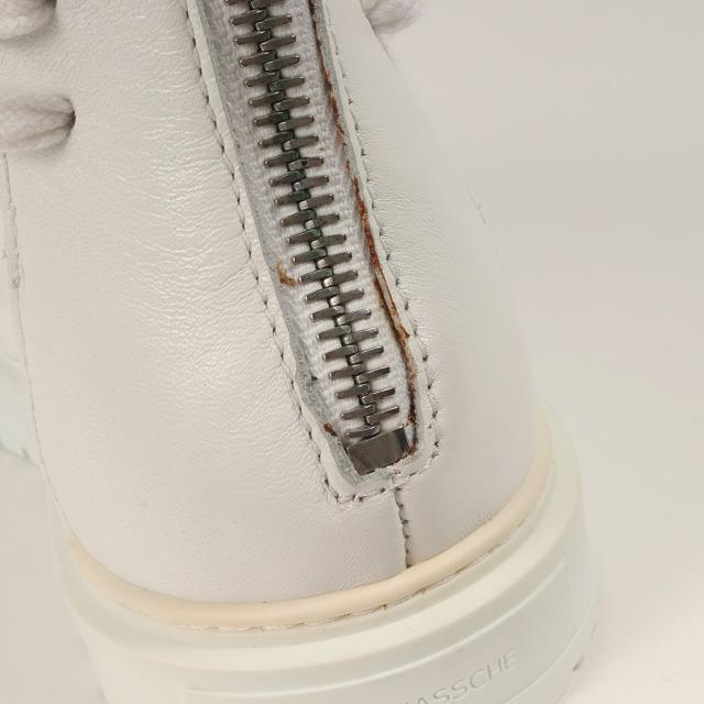 KRIS VAN ASSCHE クリスヴァンアッシュ ホワイト 白 サイズ:42(27.0cm) | バックジップ レザーハイカット スニーカー | ブランド シューズ 靴【メンズ】【中古】【新品同様】【K4573】