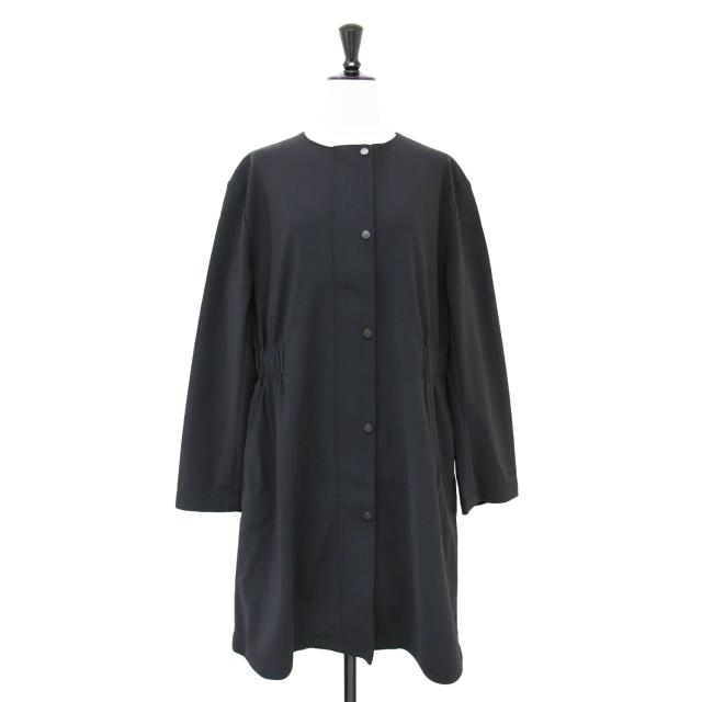 theory luxe セオリーリュクス コート ネイビー 紺 サイズ:38(M) ノーカラー ジャージー コート / BONDING JERS NAELI ロング丈 ストレッチ ゴムギャザー ウォッシャブル アウター ジャケット 上着【レディース】【中古】【美品】【K4299】の通販は 16,117円