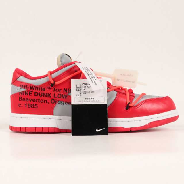 NIKE ナイキ ×OFF-WHITE DUNK LOW LTHR/OW オフホワイト ダンク ローカットスニーカー レッド/グレー US10/28cm CT0856-600