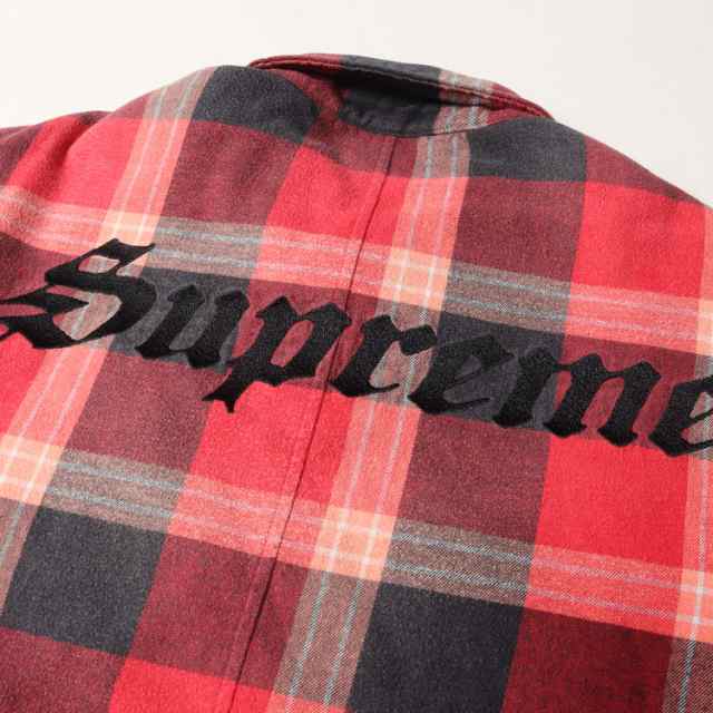 Supreme シュプリーム シャツ フェード加工 裏地キルティング チェック ネルシャツ Quilted Flannel Shirt 20AW  レッド ブラック 赤黒 M ｜au PAY マーケット