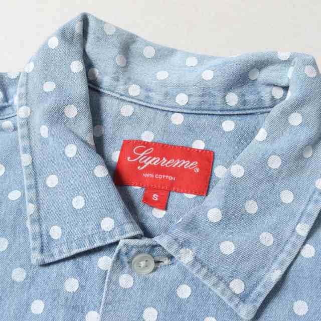 Supreme シュプリーム シャツ サイズ:S ポルカドット柄 アーチロゴ デニム 半袖シャツ Polka Dot Denim Shirt 18SS  ライトブルー トップ｜au PAY マーケット