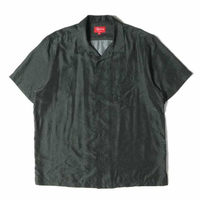 Supreme シュプリーム シャツ サイズ:XL レオパード柄 シルク オープンカラー 半袖シャツ Leopard Silk S/S Shirt 22SS チャコール トップス カジュアルシャツ 【メンズ】【美品】