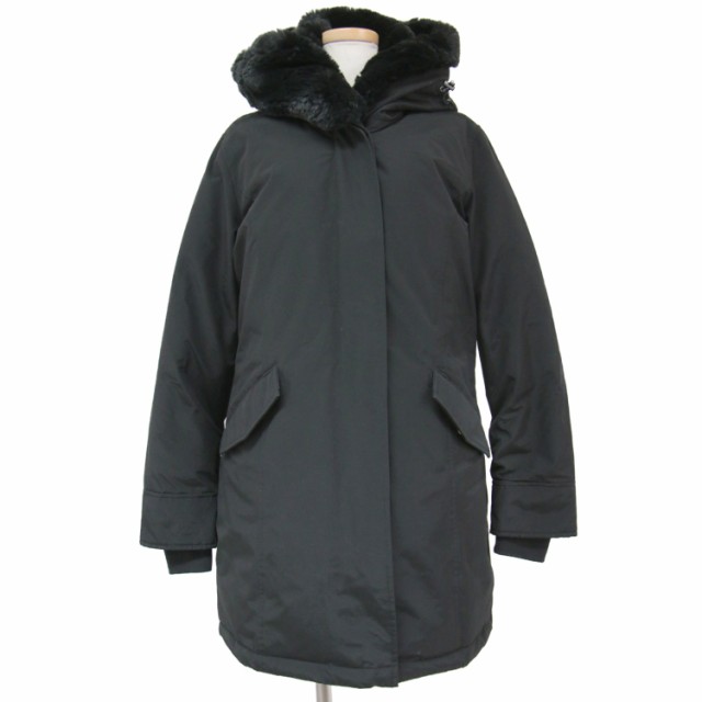 WoolRich ウールリッチ コート ダウン アウター ブラック 黒 L ミドル丈 フード フェイクファー コットン ナイロン BEAKER PARKR ベーカー パーカー おしゃれ シンプル 無地 きれいめ 大人女子 ブランド カジュアル 防寒 【レディース】【中古】【K3780】の通販は