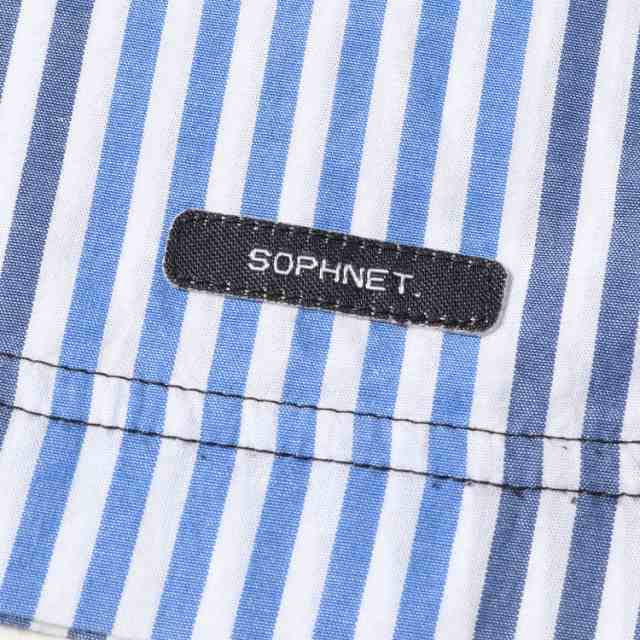 ソフネット　SOPHNET　ストライプシャツ　パイピング　ネイビー　日本製　S