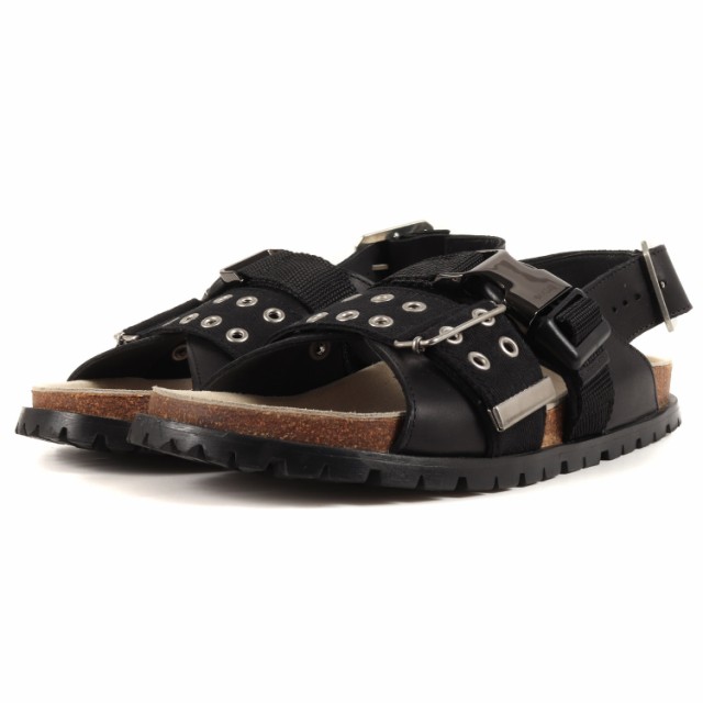 Sacai サカイ サンダル サイズ:40 A.P.C.アーペーセー コラボ ハトメ ベルト ストラップ レザー コンビ Jules leather sandals PXBPM F51037 SA.P.C.AI 21SS ブラック 黒 40 シューズ 靴 ブランド カジュアル  【メンズ】