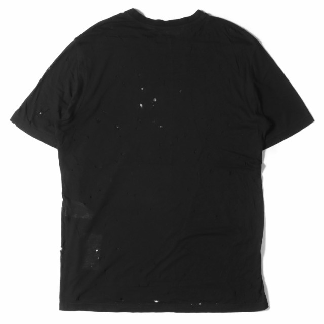 GIVENCHY ジバンシィ Tシャツ サイズ:XS デストロイ 加工 ロゴ プリント クルーネック 16P 7704 485 ダメージ ブラック 黒 トップス カットソー 半袖 【メンズ】