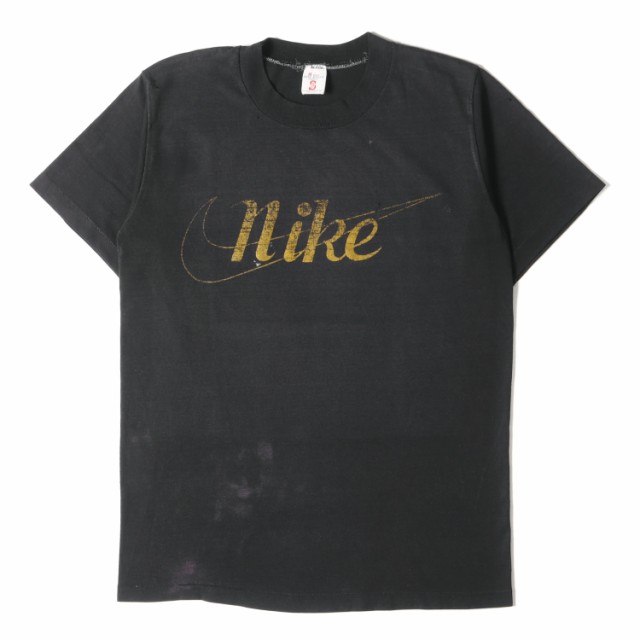 NIKE ナイキ Tシャツ サイズ:M 社外タグ 筆記体ロゴ クルーネック Tシャツ SOFFEボディ / USA製 vintage ヴィンテージ  70s ブラック 黒 ｜au PAY マーケット