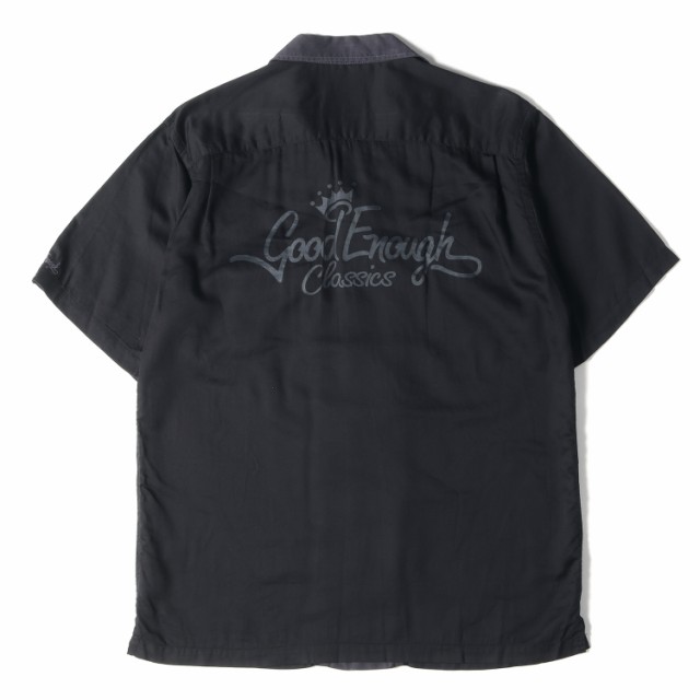 GOOD ENOUGH グッドイナフ シャツ サイズ:3 クラシックロゴ オープンカラー 半袖 シャツ ブラック チャコール 黒 トップス カジュアルシャツ 【メンズ】