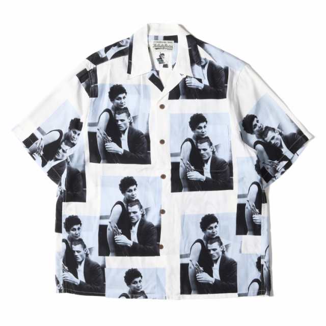 WACKO MARIA ワコマリア シャツ サイズ:S 22SS CHET BAKER チェット・ベイカー レーヨン アロハシャツ HAWAIIAN SHIRT ホワイト ブルー トップス ハワイアンシャツ カジュアルシャツ 半袖 【メンズ】【美品】