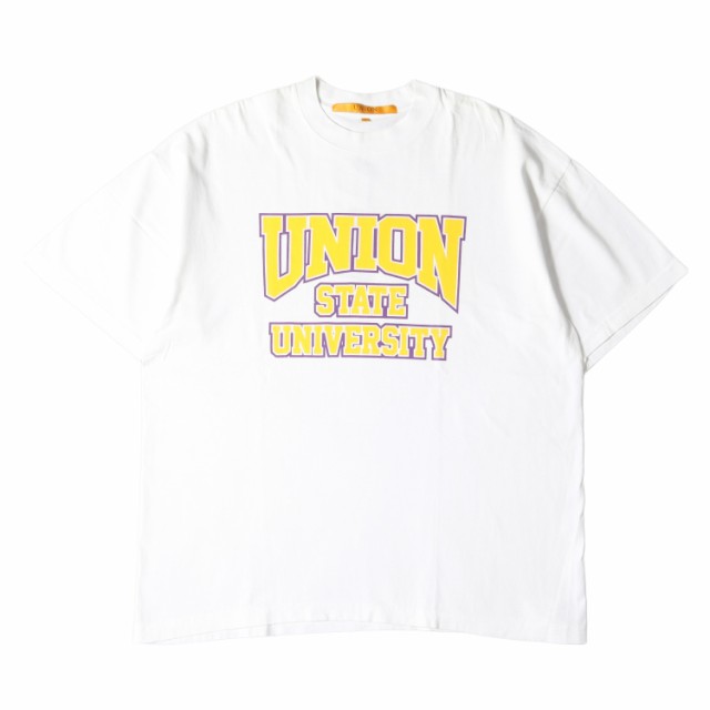 UNION ユニオン Tシャツ サイズ:L ブランドロゴ クルーネック 半袖 Tシャツ ホワイト 白 トップス カットソー コットン 【メンズ】