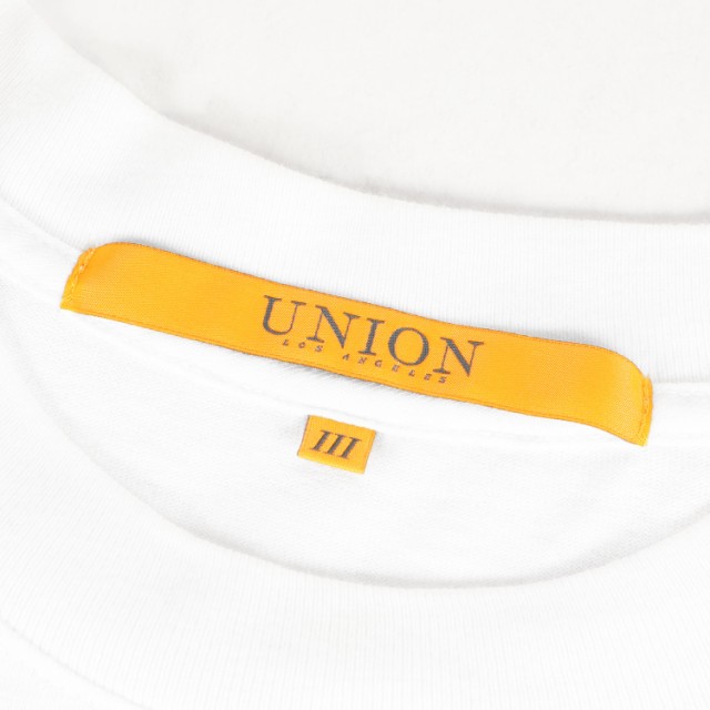 UNION ユニオン Tシャツ サイズ:L ブランドロゴ クルーネック 半袖 Tシャツ ホワイト 白 トップス カットソー コットン 【メンズ】