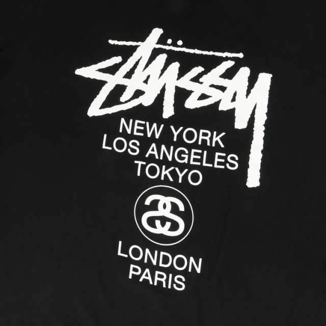 STUSSY ステューシー Tシャツ サイズ：L ワールドツアー クルーネック ブラック 黒 トップス 半袖 シンプル カジュアル  ブランド【メンズ｜au PAY マーケット